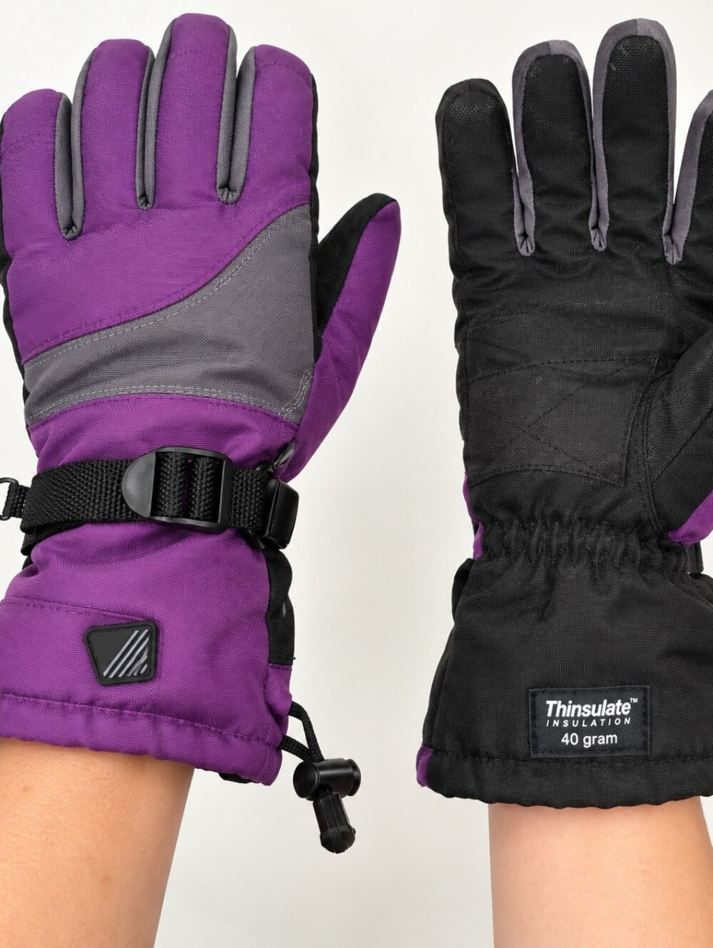 Thinsulate Insulation Women’s Ski Snow Gloves Medium Purple Gray 40 Gram Winter